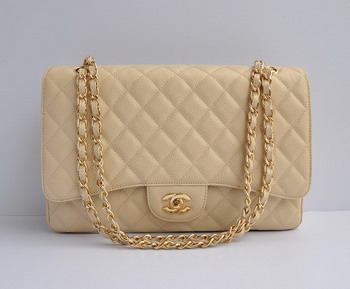 7A Replica Chanel Flap Maxi Lambskin Bag 28601 cream wite gold chain